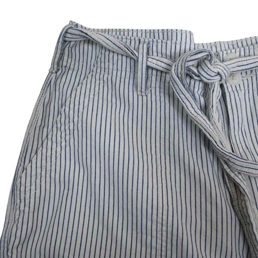 American Eagle Womens 10 Short High Rise Striped Belted Pants - Picture 6 of 10